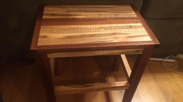 and a mortise press for the mortises.  Cleaned everything up with a chisel and sandpaper.  Props to my wife on the finish work