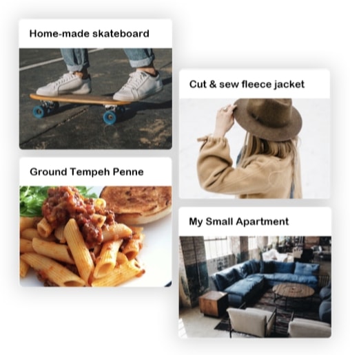 Cards describing creation process on Craftlog
